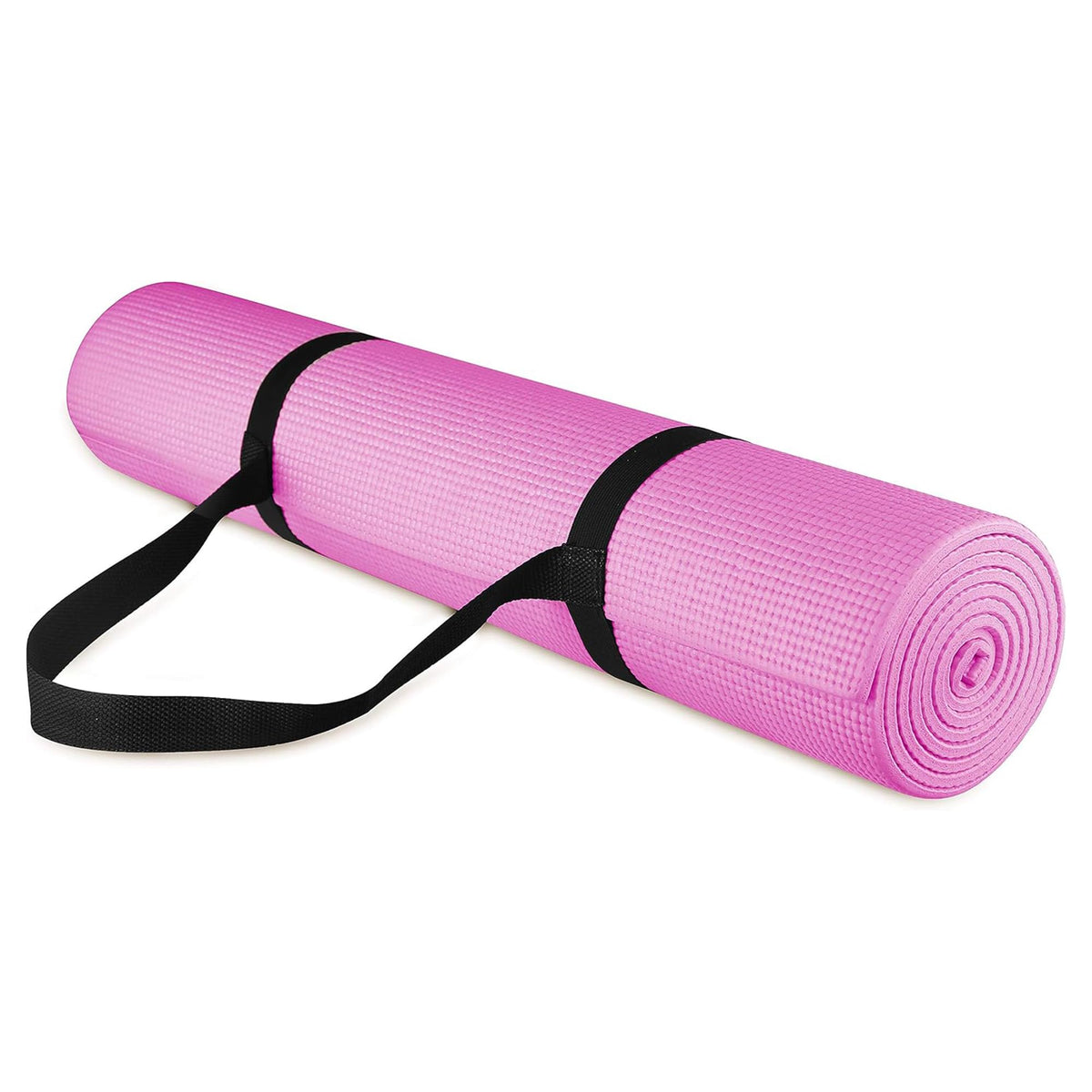 Fitvids 1/4-Inch High Density Thick Non Slip Yoga Mat with Knee Pad and Carrying Strap for Workout, Pilates, Gym Home Exercise, Pink