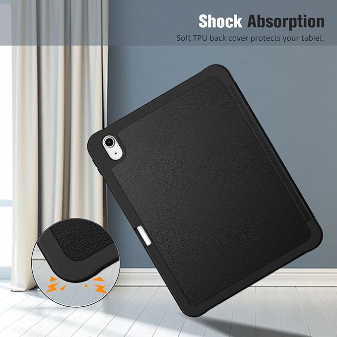 Fintie SlimShell Case for iPad (A16) 11th Generation 11 Inch (2025), iPad 10th Generation 10.9 Inch (2022) - Flexible Soft TPU Stand Back Cover with Pencil Holder, Black