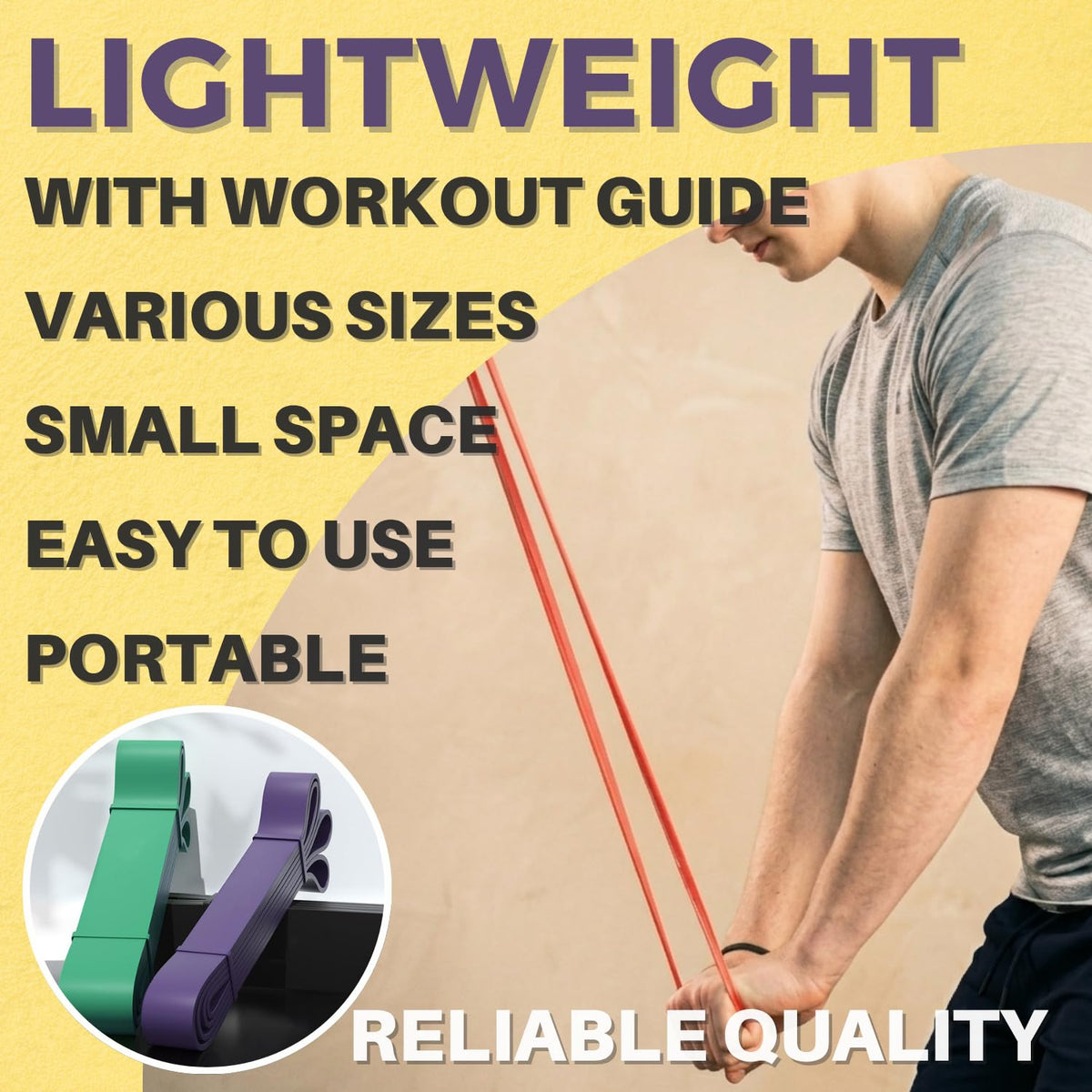 LEZER Resistance Band, Pull Up Bands, Exercise Bands, Workout Bands, Elastic Bands, Home Gym Fitness, Stretching, Physical Therapy, Training, Yoga, with Instruction, 15-35 lbs, Red