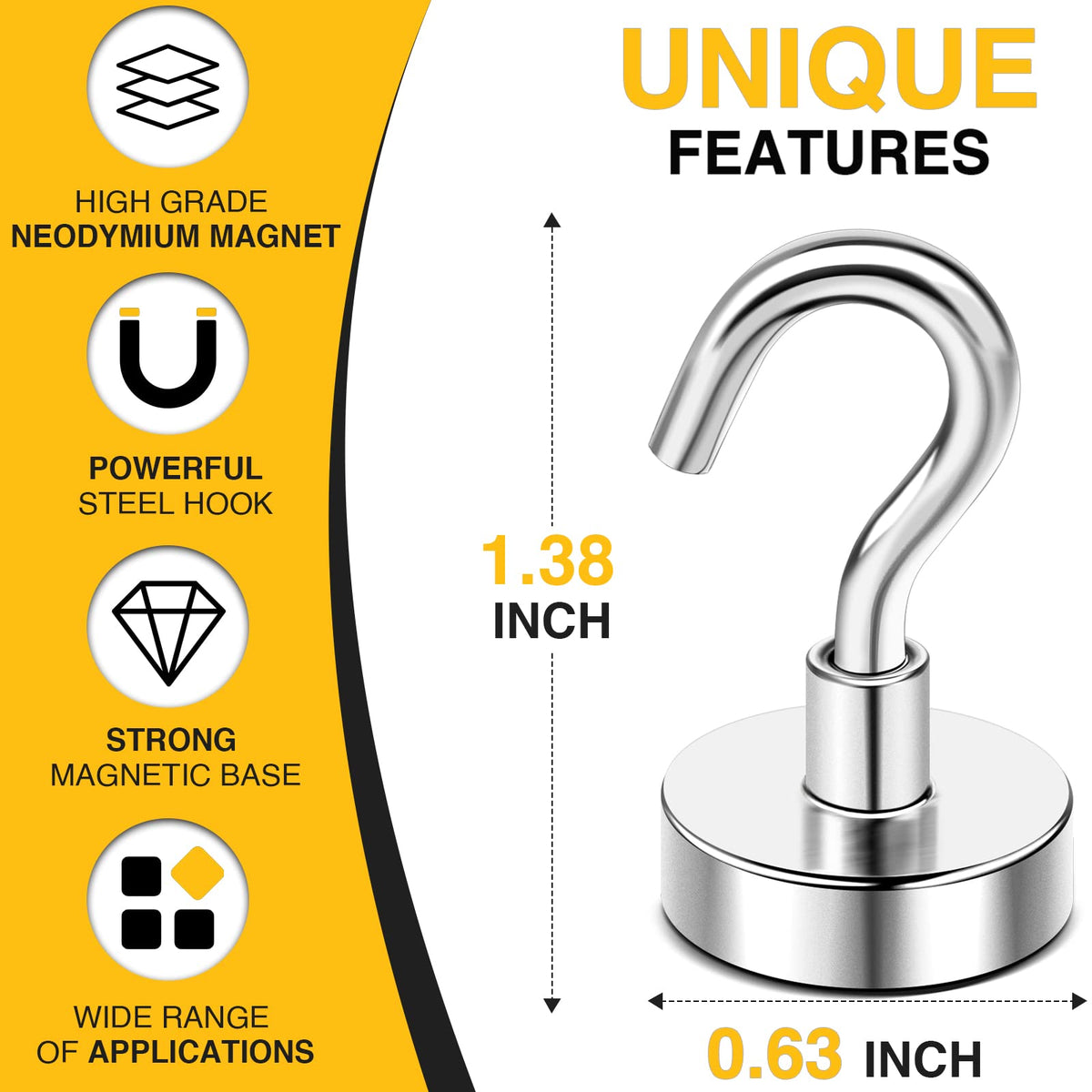 DIYMAG Magnetic Hooks, Strong Magents10 Pack 30lbs for Cuise Cabins Ship
