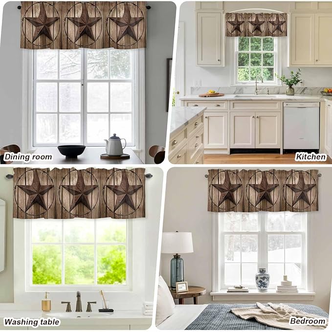 Vintage Texas Star Valances for Windows, 1 Panel