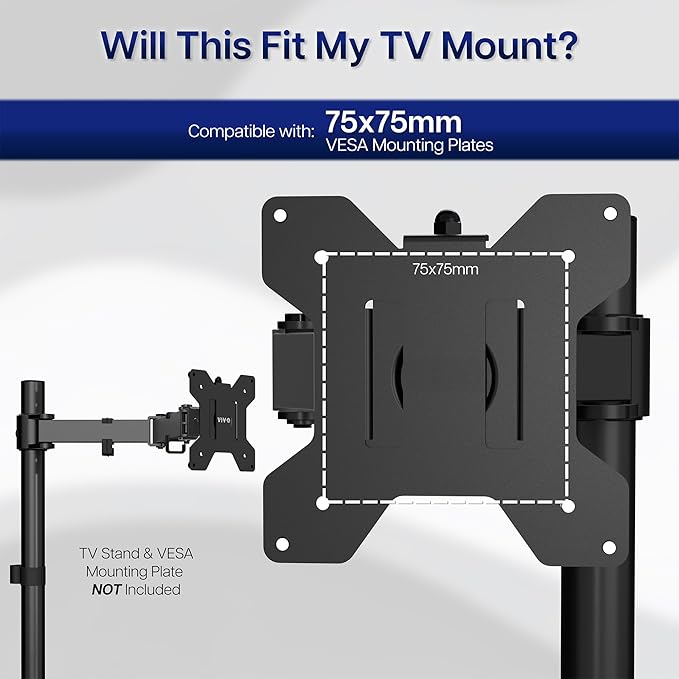 VIVO Height Adjustable VESA Adapter Stand for Individual Monitors up to 27 Inches Black