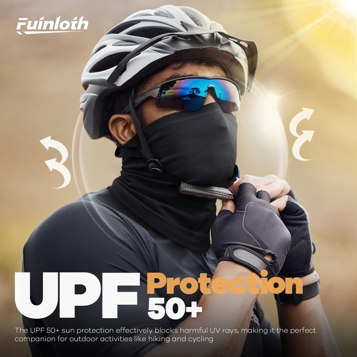 Fuinloth Neck Gaiter, 6 Pack Cooling UV Protection Bandana Face Mask Gator Scarf for Men Women Orange+Neon Yellow+Purple+Black+Gray+Blue