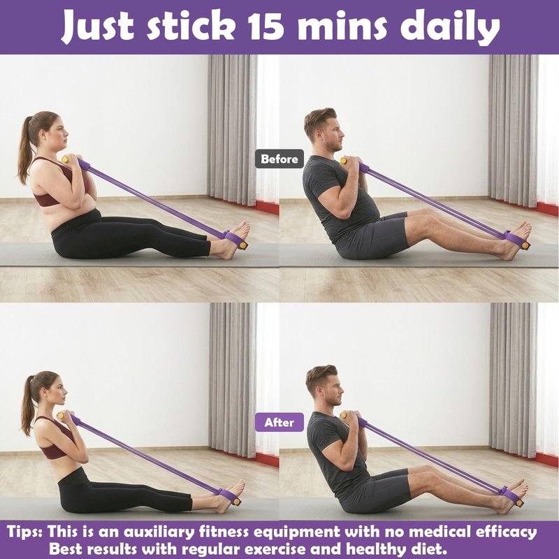YQQKRCB Multifunctional Resistance Bands with Handles and Pedals, 4/6/8 Tubes, 300% Elasticity TPE Tension Rope for Full Body Workouts (25lbs)