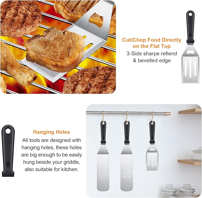 AULTONG 8-Piece Griddle Accessory Kit – Premium Stainless Steel Tools with Leak-Proof Bottles, Scraper, Spatulas, Cleaning Brush & Carry Bag for Blackstone & Camp Chef(8pcs)