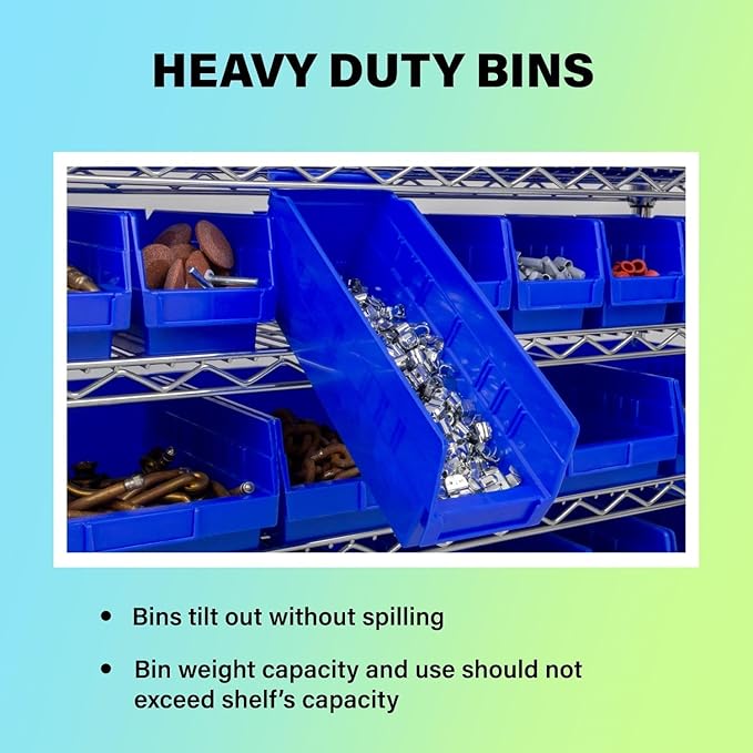 Akro-Mils 30110 Plastic Shelf Bins, Heavy Duty Storage Bins for Garage, Closet, and Drawer Organization, 12-Inch x 3-Inch x 4-Inch, Green, 24-Pack