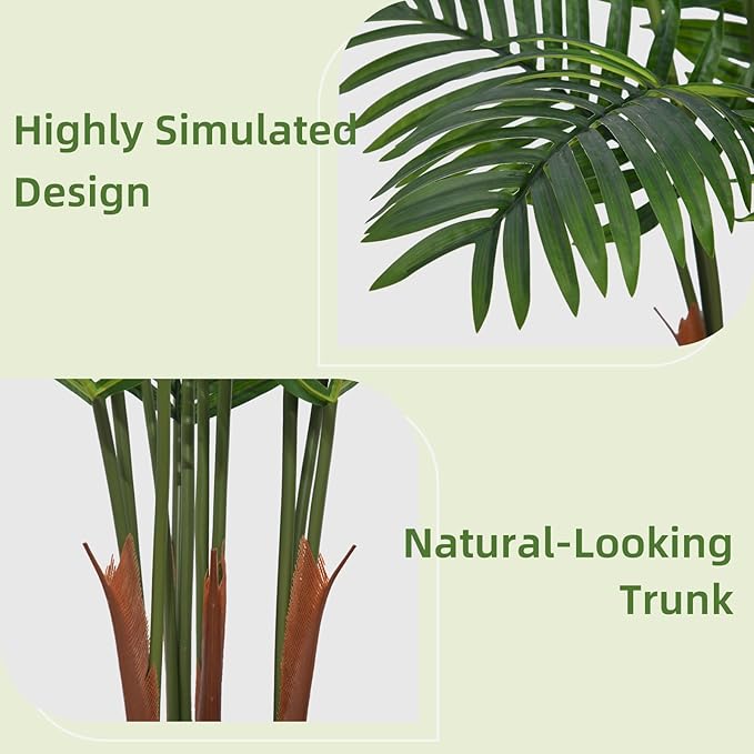 Artificial Palm Plant Indoor 5FT Fake Tree with White Diamond Planter Faux Tropical Areca Tall Fake Floor Plant in Pot Artificial Trees for Home Office Living Room Decor Indoor