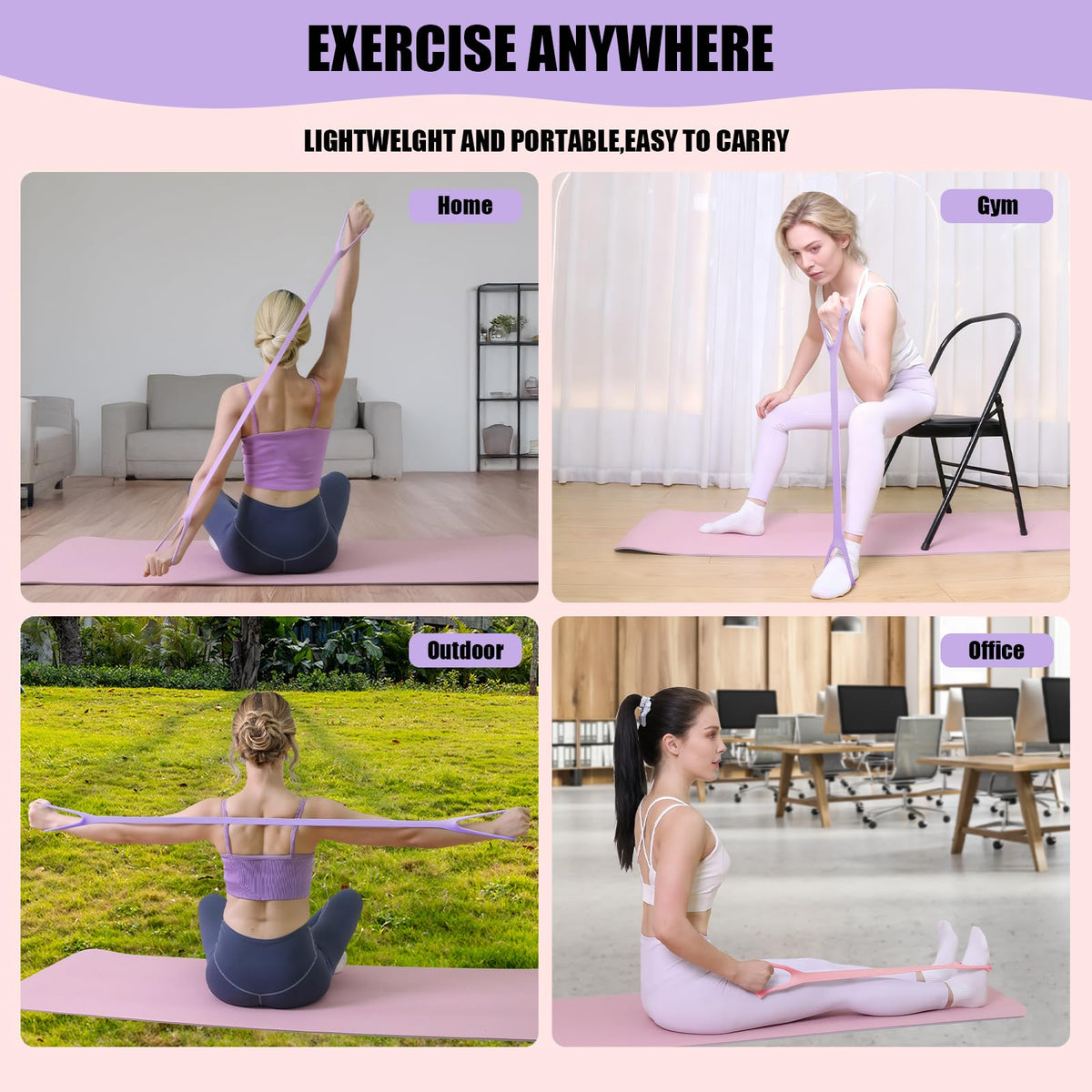 TREKONPEAK Figure 8 Resistance Bands Set,Silicone Stretch Bands for Women