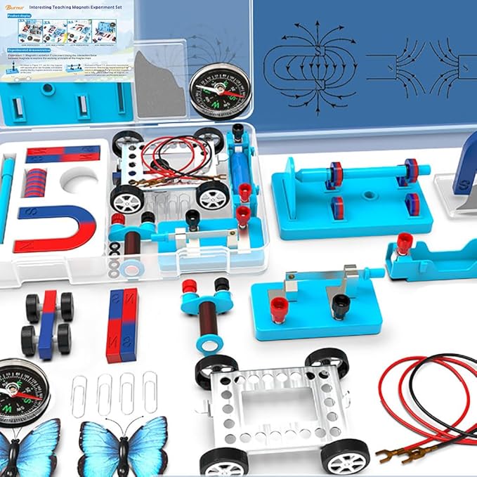 Science Experiment Magnets Set for Kids Electromagnet and Basic Circuit Tools Kit for School Lab Education Physics Projects DIY STEM Kit Educational Toys for Child