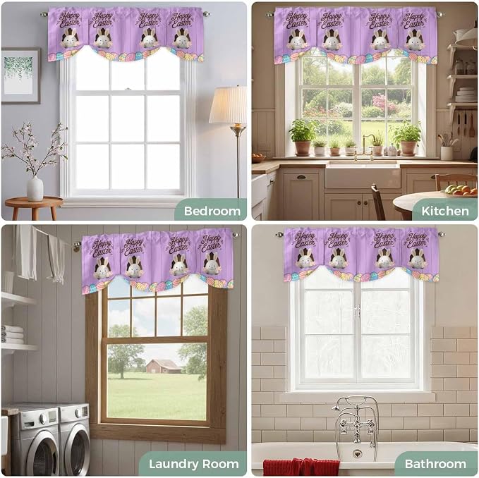 Purple Easter Tie Up Valance Curtains