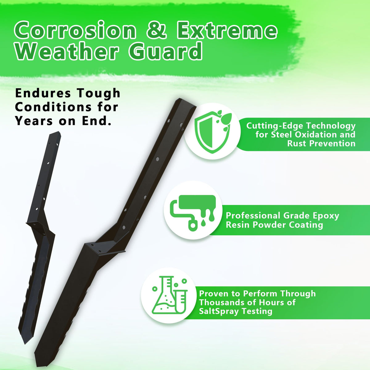 Fence Post Repair Kit 4 Pack Heavy Duty Fence Post Anchor Stakes for Fixed and Repair Tilted Broken Wood Posts Support Thickened Ground Spike Fencing Repair Stakes Black