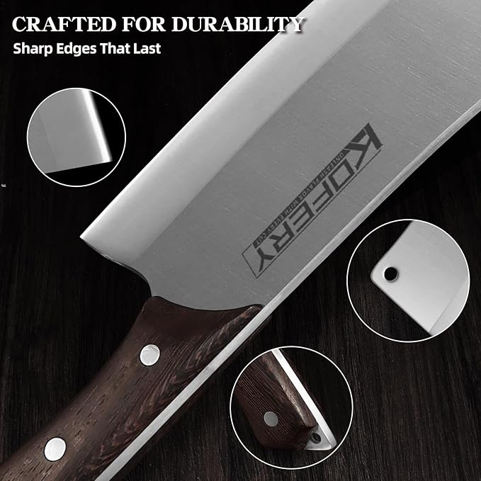 KOFERY 7" Heavy Duty Meat Cleaver for Bone Cutting & Commercial Use