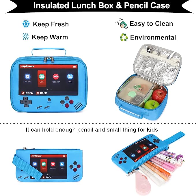 DSIUE School Backpack for Boys, Gamer backpack with Lunch Bag Pencil Case, Bookbag for Boys Kids Backpacks for Elementary School Student