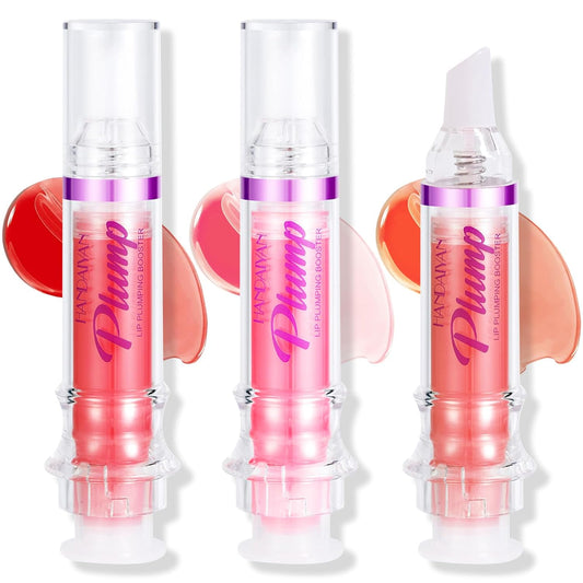 Erinde 3 Colors Lip Plumping Booster, Spicy Lip Plumper Gloss Lip Plumping Oil, Ultra-Hydrating & Nourishing Plump Lip Plumper, Glossy Finish Fuller Natural Lip Gloss for Women Girls