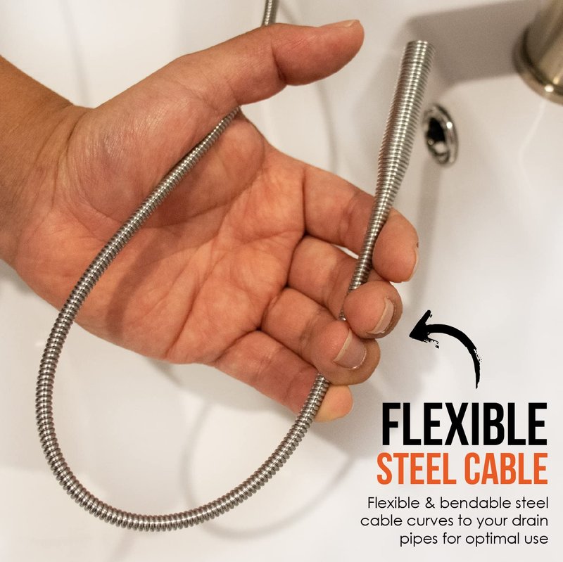Pistol Grip Grabber Claw, Drain Clog Pickup Snake, Remove Hair and Clogs from Sink, Shower, Tub, Toilet Drains, 2-Ft