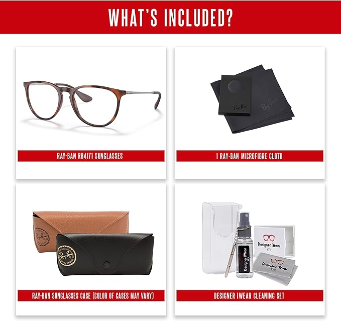 Ray-Ban RB4171 ERIKA Round Sunglasses For Women +BUNDLE with ACCESSORY EYEWEAR KIT