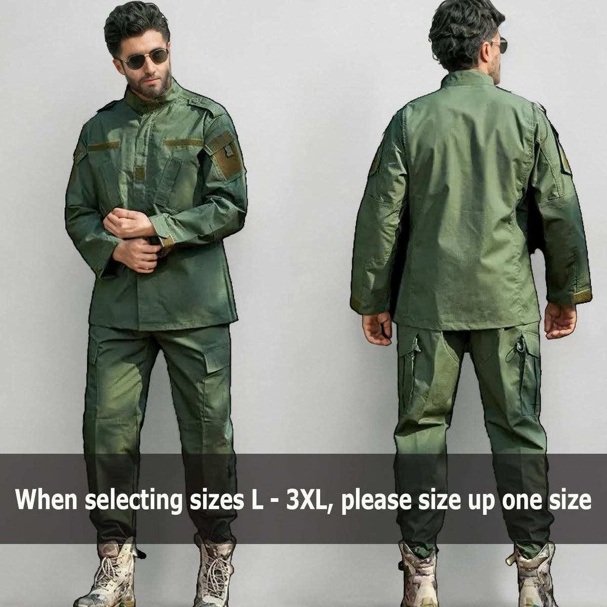 YKS JOOB Men's Tactical Combat Jacket and Pant Set Ripstop Military Uniform Outdoor Hunting Paintball Airsoft Casual Clothes Green XXXL