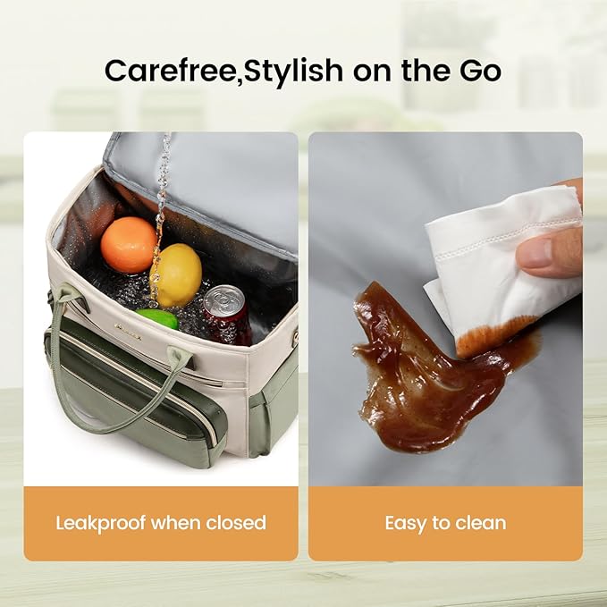 LOVEVOOK Insulated Lunch Bag Women,Wide Opening Adult Lunch Box Women,Leakproof Cooler Bag for Work Picnic Beach Family College,Lunch Teacher Tote Bag with Adjustable Shoulder Strap and Cup Holder