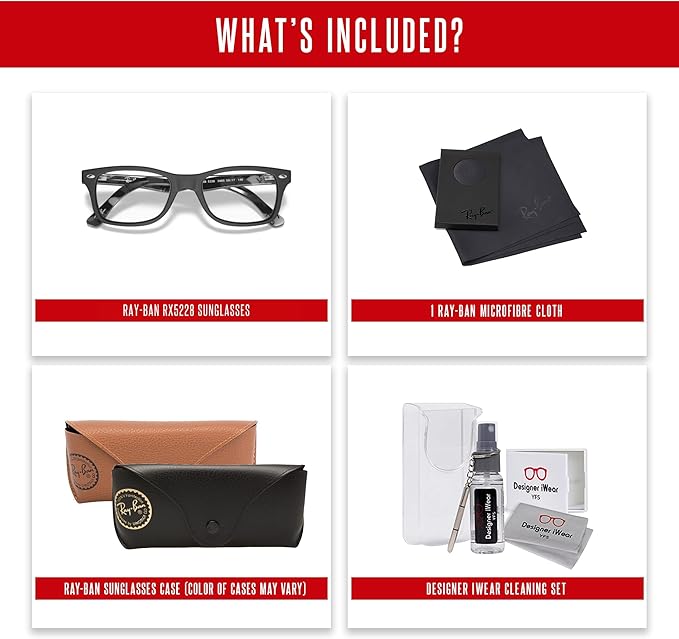 Ray-Ban RX5228 Square Eyeglasses for Men for Women +BUNDLE with ACCESSORY EYEWEAR KIT