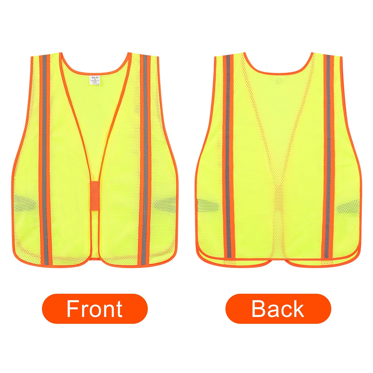 Meiosuns Reflective High Visibility Safety Vest for Men Women Class 2 Hi Vis Breathable Mesh Vests Neon Safety Jacket with Elastic Band for Construction Work Meets ANSI/ISEA Standards (Yellow, XL-3XL)