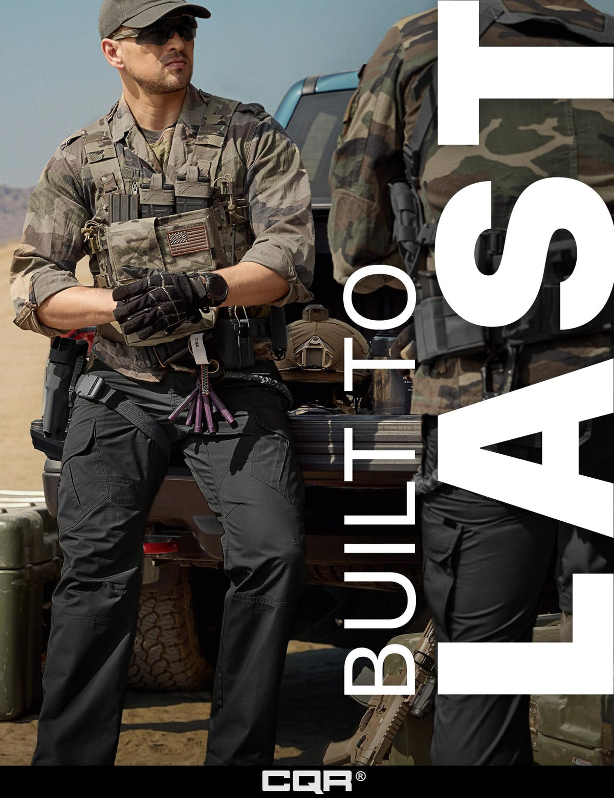 CQR Men's Tactical Pants, Water Resistant Ripstop Cargo Pants, Lightweight EDC Work Hiking Pants, Outdoor Apparel, Duratex Mag Pocket Black, 34W x 34L