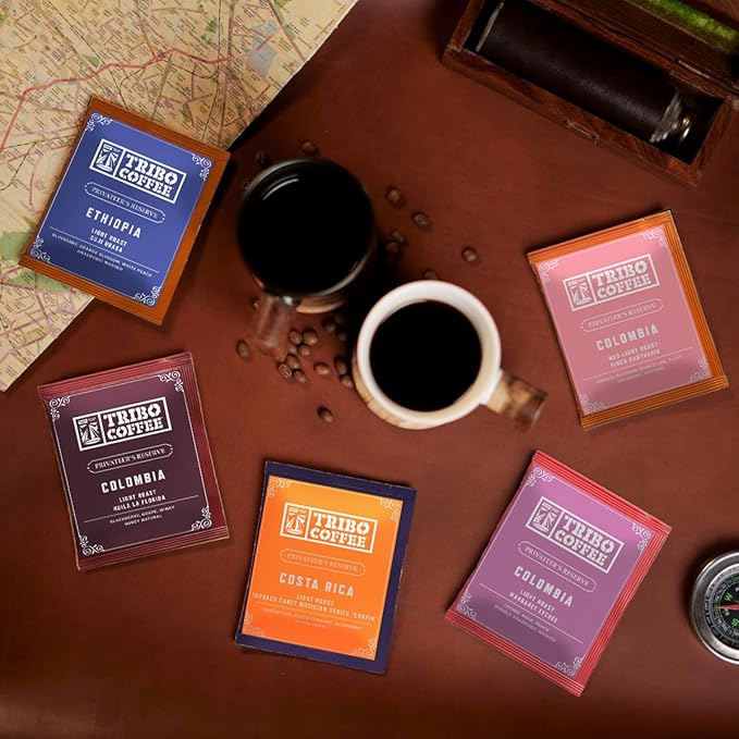 TRIBO Coffee Single-Serve Pour Over Packets, Assorted Privateer Reserve