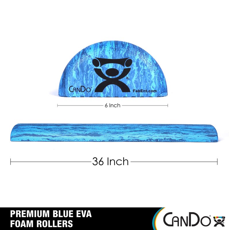 CanDo Blue Marble High Density EVA Foam Roller For Muscle Restoration, Massage Therapy, Sport Recovery, And Physical Therapy. 6" x 36", Half-Round (30-2210)