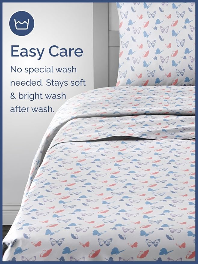 Kids Twin Size Butterfly Bed Sheets - 3 Piece Butterfly Sheet Set - Insect Themed Bedding - Soft, Cute & Cozy - Breathable & Machine Washable - Whimsical Bed Set for Boys, Girls, Teens and Toddlers