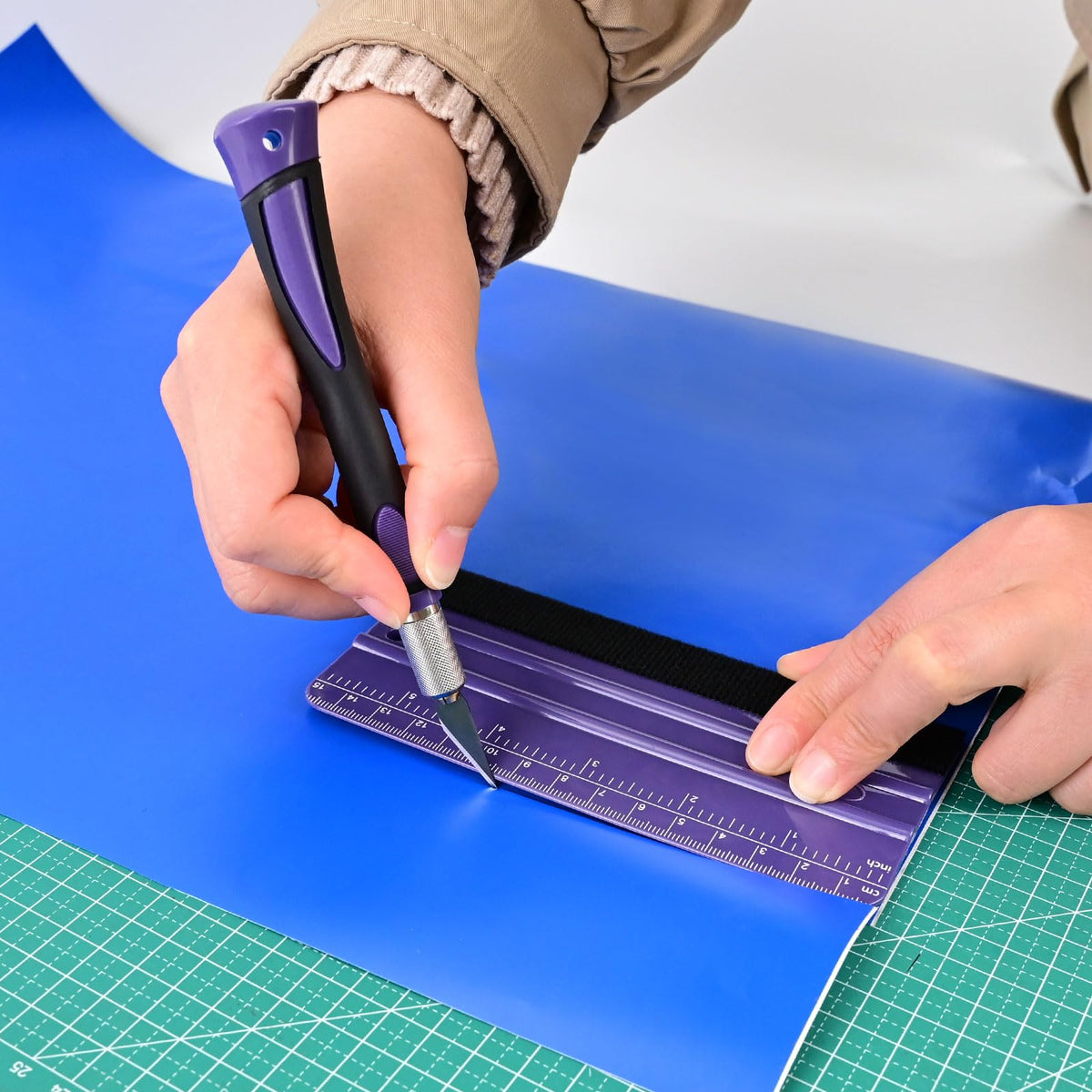 NEWISHTOOL Wallpaper Smoothing Tool for Applying Peel and Stick Contact Paper, Vinyl Backsplash Tile Wallpaper Tools with Sponge Seam Roller, Purple Smoother, Felt Squeegee, Precision Cutting Knife