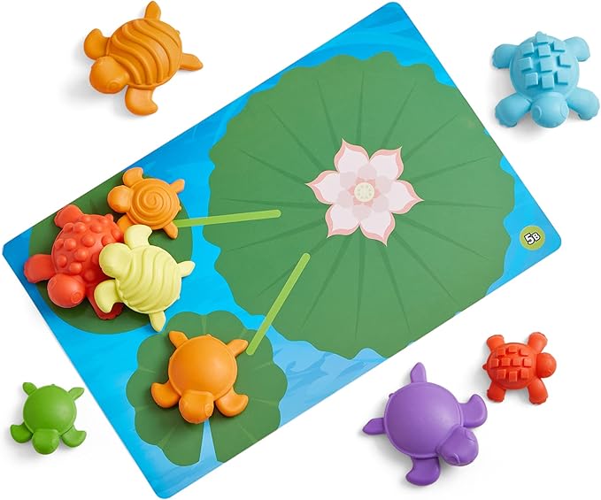 hand2mind Tactile Turtles Math Activity Set, Toddler Numbers and Counting, Math Counters for Kids, Color Sorting Toys, Sensory Turtle Game, Preschool Learning Activities, Montessori Math Materials