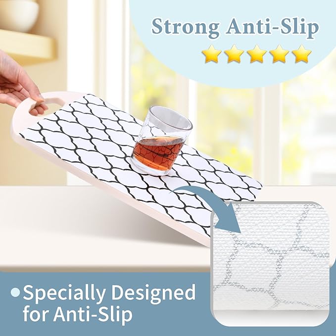 Shelf Drawer Liners for Kitchen Cabinets 11.8 x 236 Inches Non Adhesive Drawer Liner Thickened Refrigerator Liner Black Quatrefoil Strong Non-Slip Paper for Tool Box with Knife and Tape Measure
