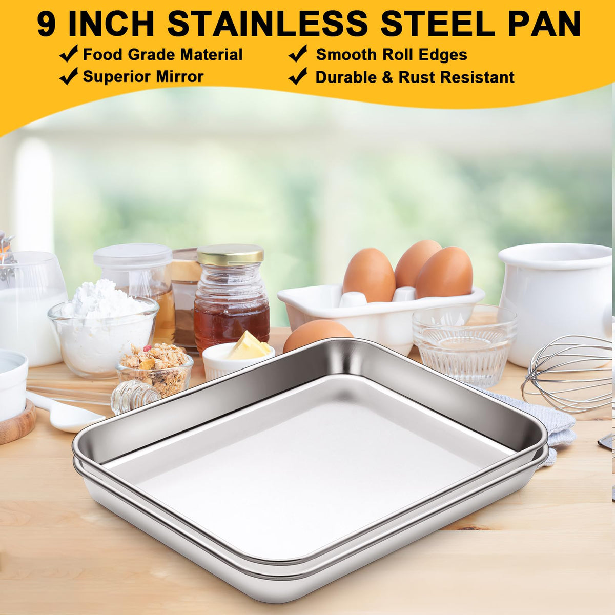 12Pcs Stainless Steel Baking Sheet Pan Set, Cookie Sheet Metal Baking Pan Oven Tray, Cooking Baking Sheet for Toaster Oven, Easy Clean, Dishwasher Safe, 9 x 7 x 1 Inch