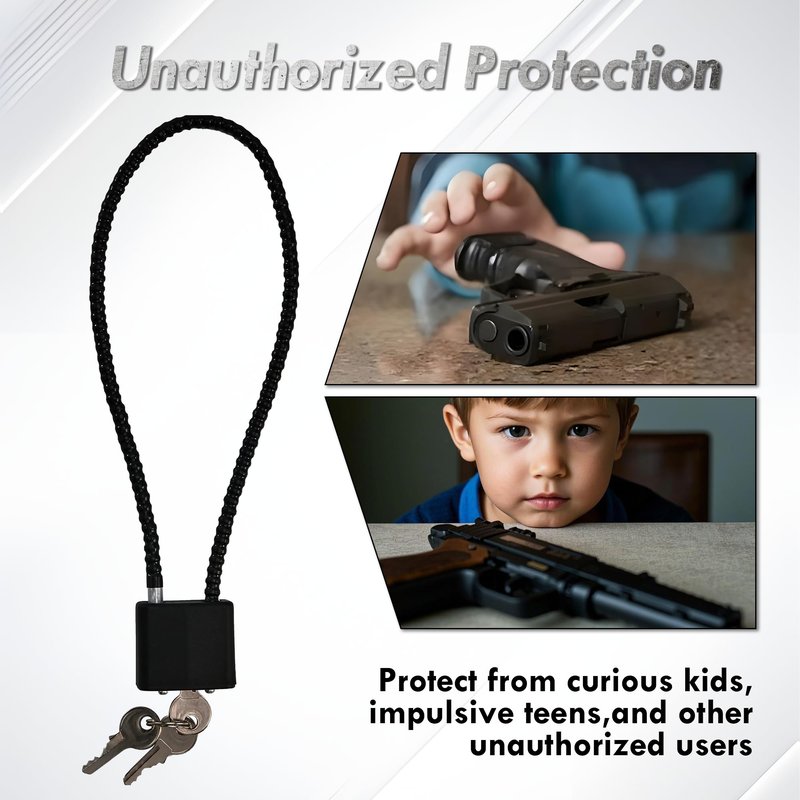 TaShow Gun Locks, 12 Pcs Heavy Duty Steel Gun Lock Cable with Covered Body and Universal Fit, Cable Locks with Keys and Unauthorized Protection for Most Pistols, Rifles, Short Guns, and Airsoft Guns