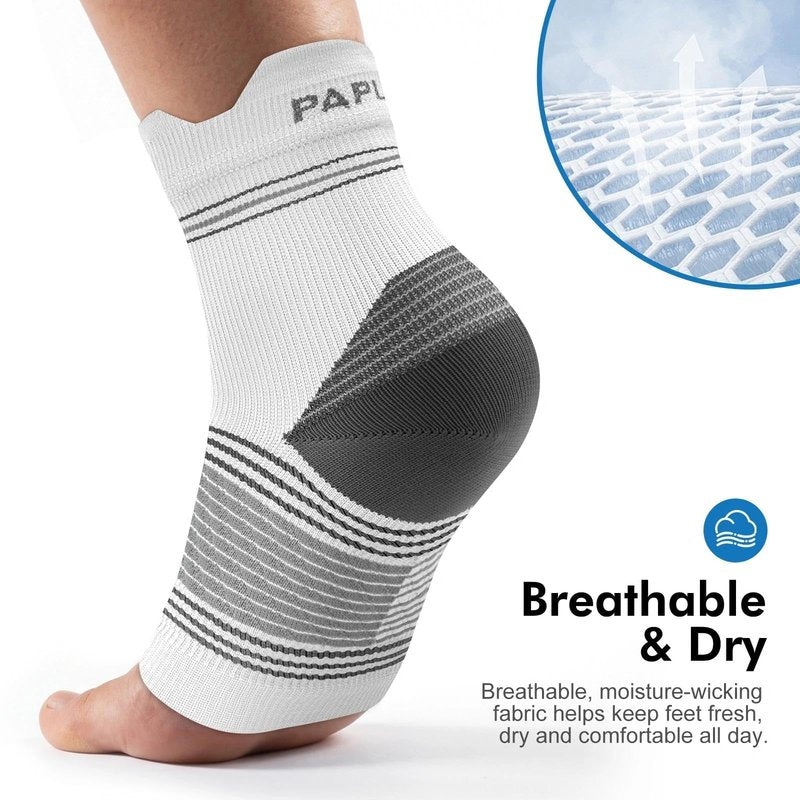 6 Pairs Plantar Fasciitis Socks for Men & Women, Ankle Brace Compression Socks with Arch Support for Achilles Tendonitis, Heel Pain, Swelling & Arthritis Relief, White, Large
