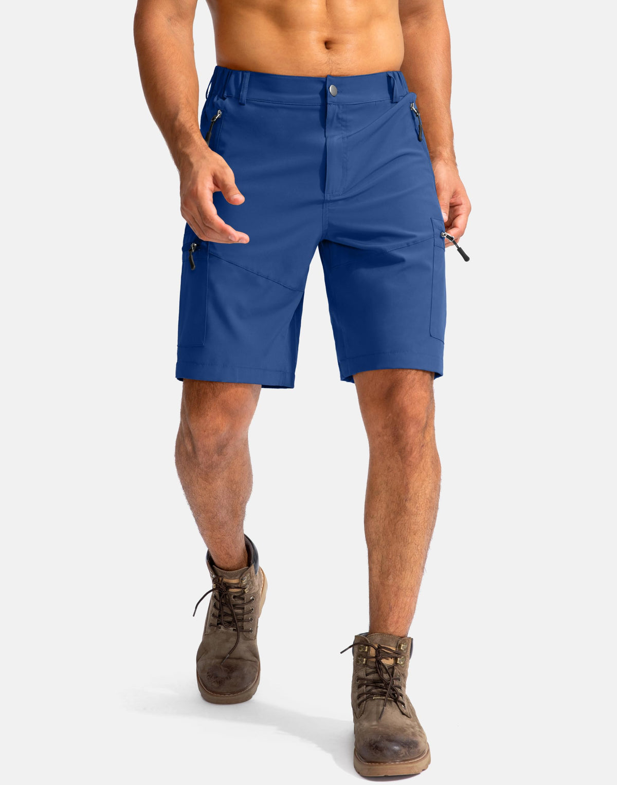 Pudolla Men's Hiking Cargo Shorts 9" Lightweight Outdoor Work Shorts for Men Travel Golf Camping Casual with 5 Zipper Pockets(Royal Blue X-Large)