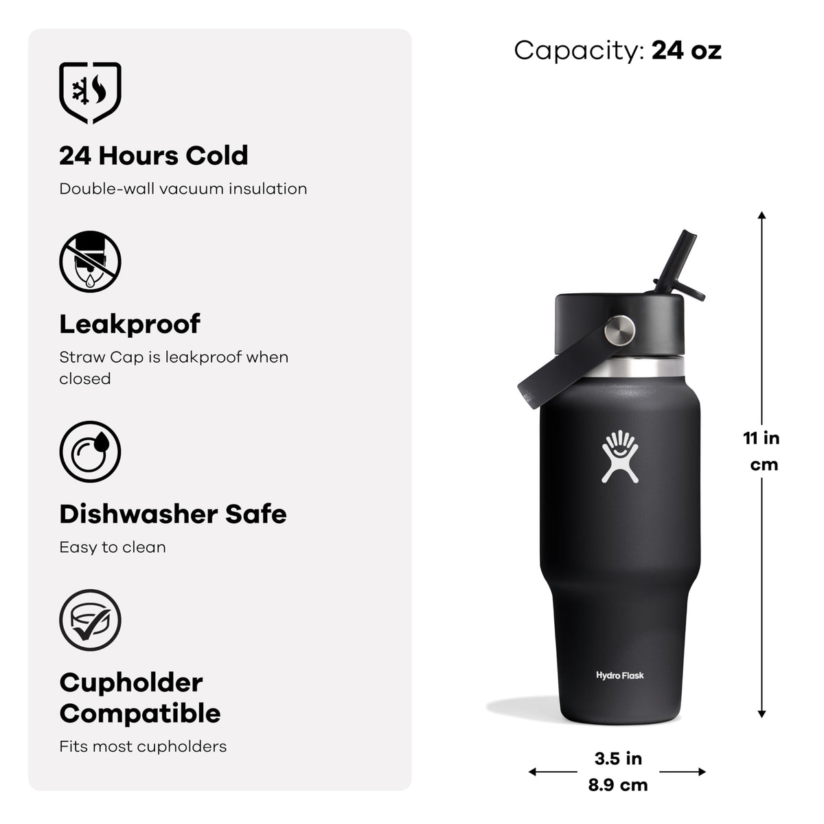 Hydro Flask Water Bottle - Insulated Stainless Steel - Wide Mouth Flex Chug Lid, Non Spill, Leakproof in 24 Oz Coconut Cream