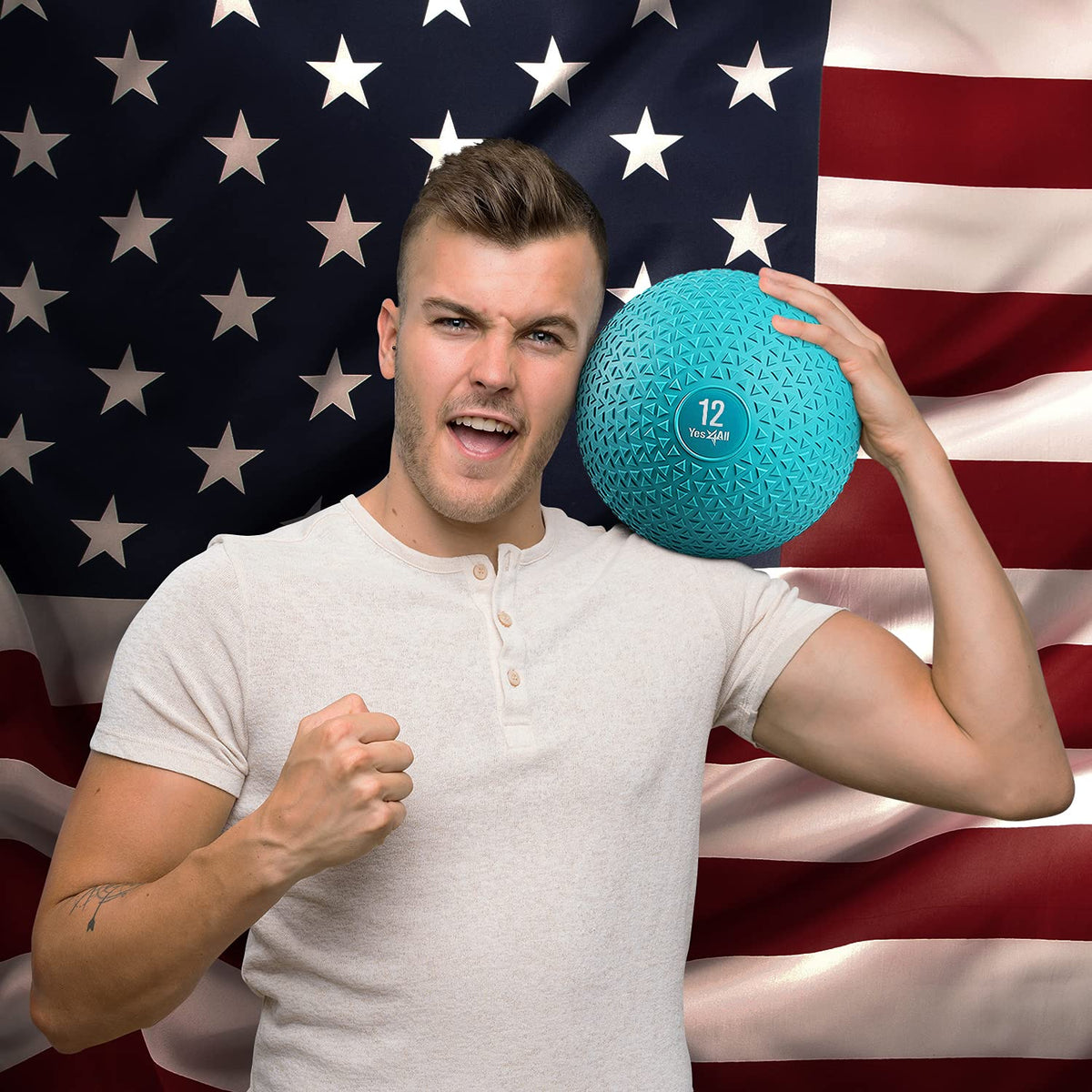 Yes4All Slam Balls, 10-40lb Weighted Ball Weight, Durable PVC Sand Filled Workout Dynamic Slam Ball for Strength Training, Triangle, Teal, 12lbs