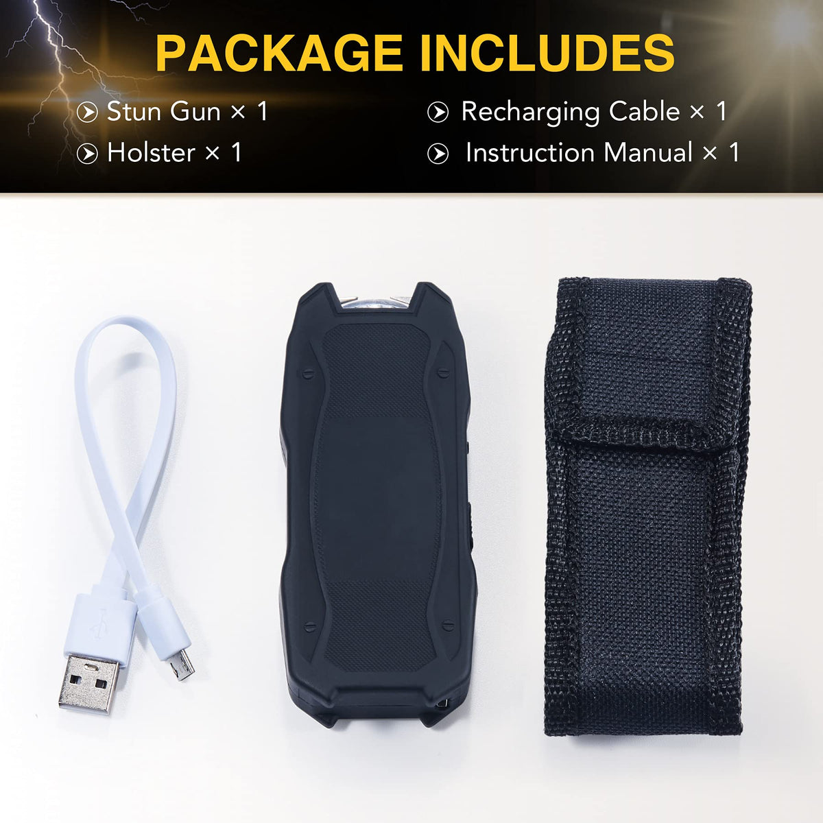 Dartmoor 500,000V Mini Stun Gun 2 Pcs, Highly Portable Ultrapowerful USB Rechargeable Electric Stun Gun with 120lm Tactical Flashlight and Custom Holster, for Men & Women for Car and Self Defense