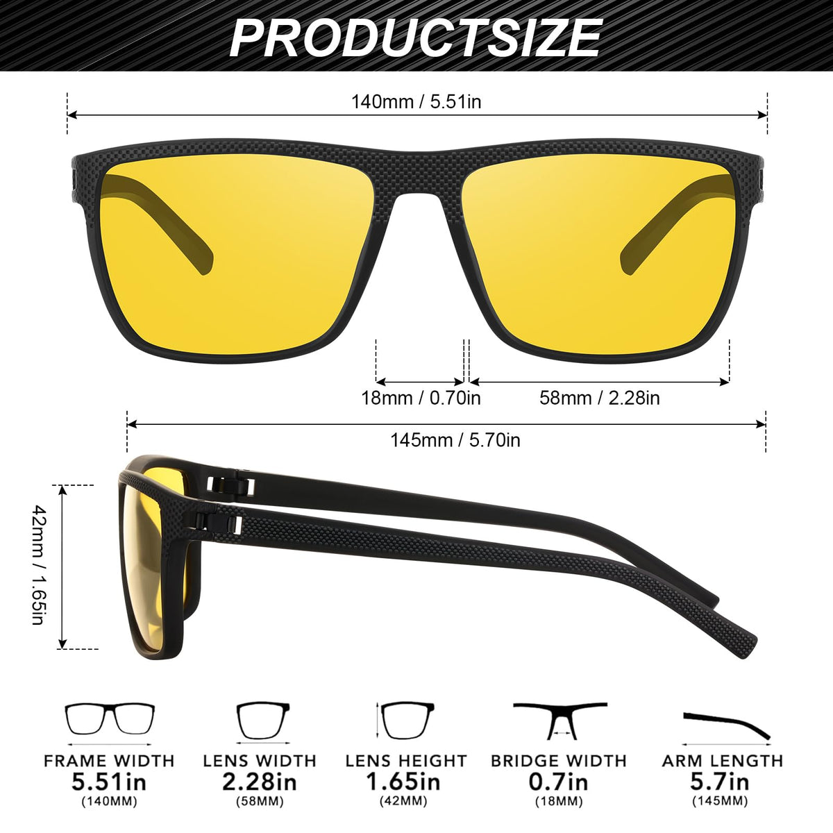 RSQQAV Polarized Sunglasses for Men Square Lightweight Frame Sun Glasses UV Protection for Driving Fishing Golf