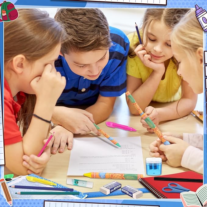 72 Pcs School Supplies Gift Box Set, Back to School Supplies Primary Middle College Bundle Essential Stuff Bulk Pen Notebook Colorful Stationery for Teacher Student Classroom
