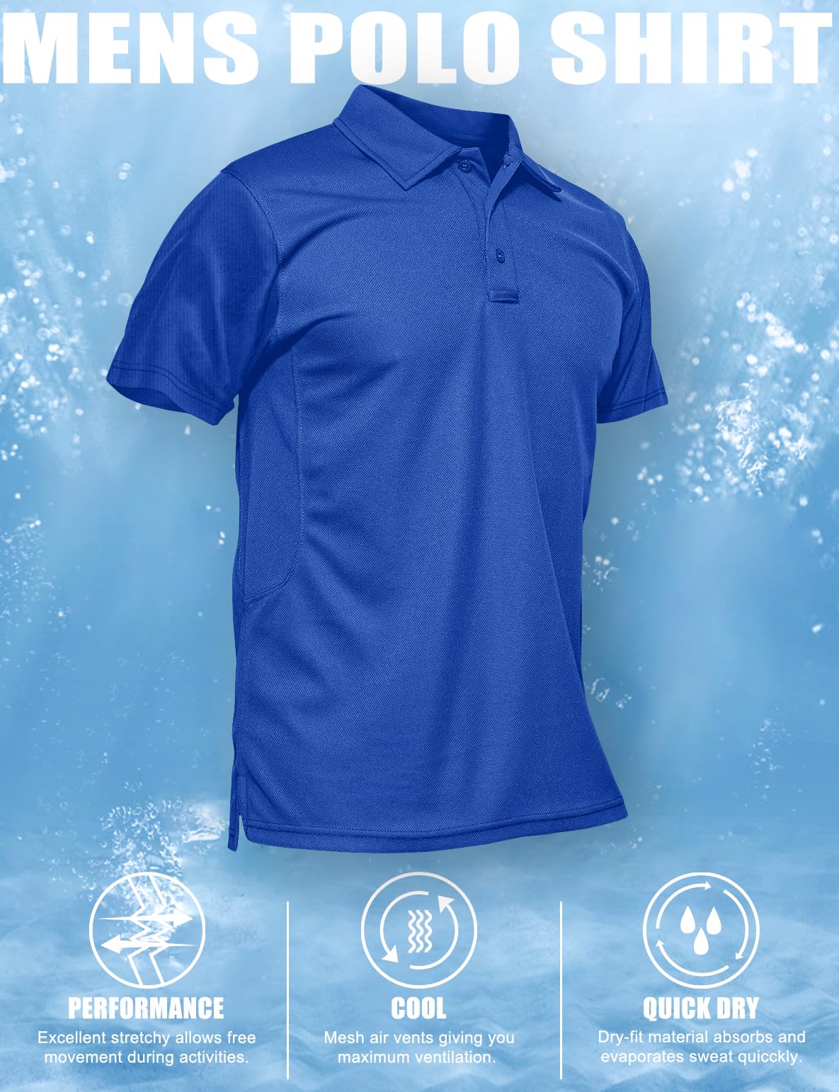 MAGCOMSEN Work Polo Shirts for Men Golf T-Shirts Quick Dry Shirts Summer Shirts Golf Polo Shirts for Men Blue L