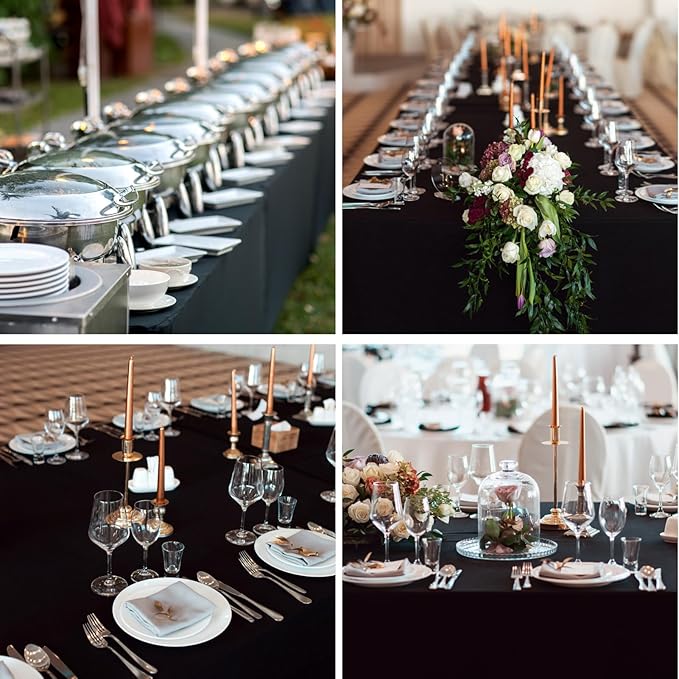 Rectangle Tablecloths 60x120 Inch 6 Pack Black Tablecloth for 6ft Washable Decorative Linen Polyester Table Cloths for 8ft Dining Table Banquets Buffet Parties and Wedding