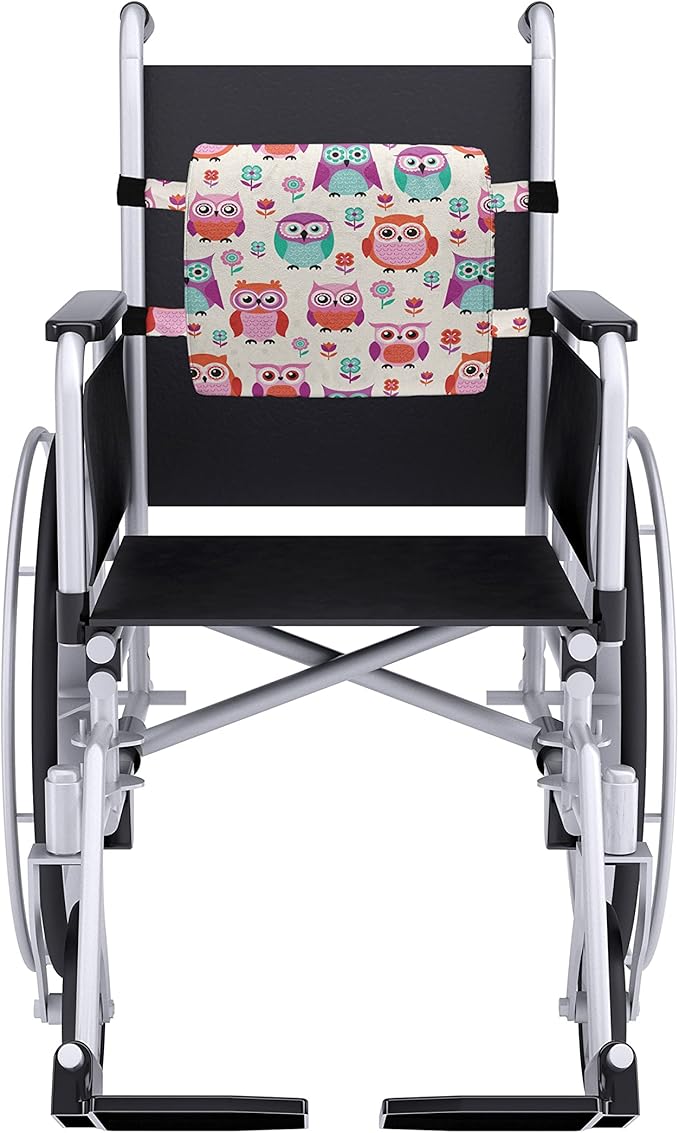 Ambesonne Owls Lumbar Back Support Pillow, Owls Happy Hipster Modern Repeated Animals Pattern Illustration, High Density Foam for Office Chairs Car Seats, 14" x 13", Fuchsia Seafoam