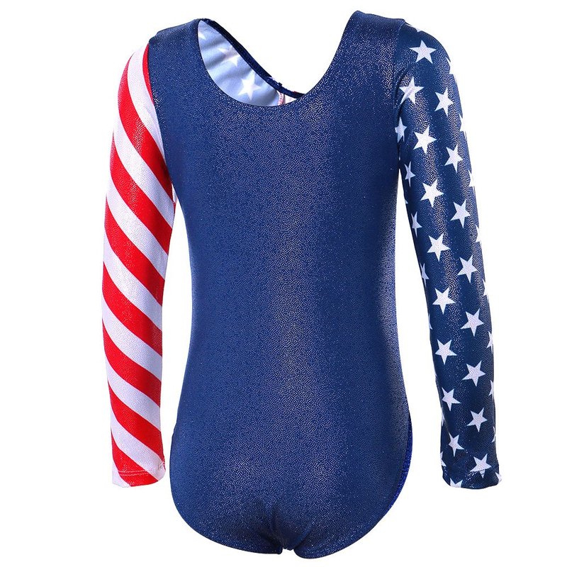 BAOHULU Gymnastics Leotards for Toddler Girls Patriotic Sparkle Red White Blue Athletic Dancewear KHB146_US_10A