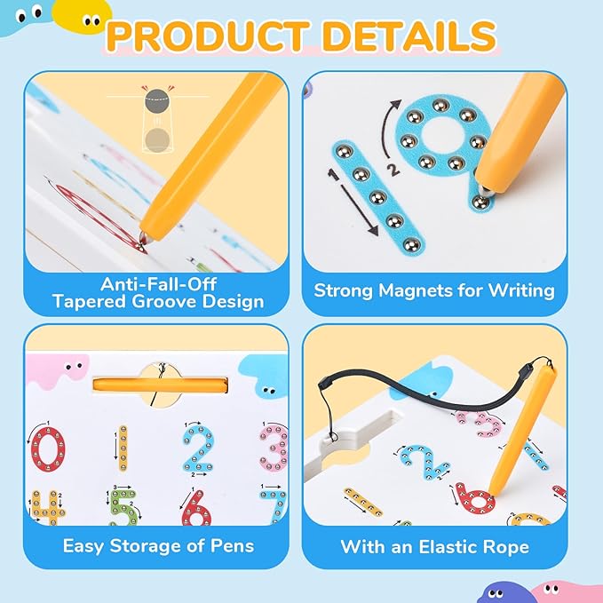 JoyCat Double-Sided Magnetic Number Tracing Board - 2-in-1 Numbers 1-20 Writing Toys for Toddlers & Kids, Preschool Math Manipulatives, Kindergarten Educational Learning Gifts for 3-5 Year Olds