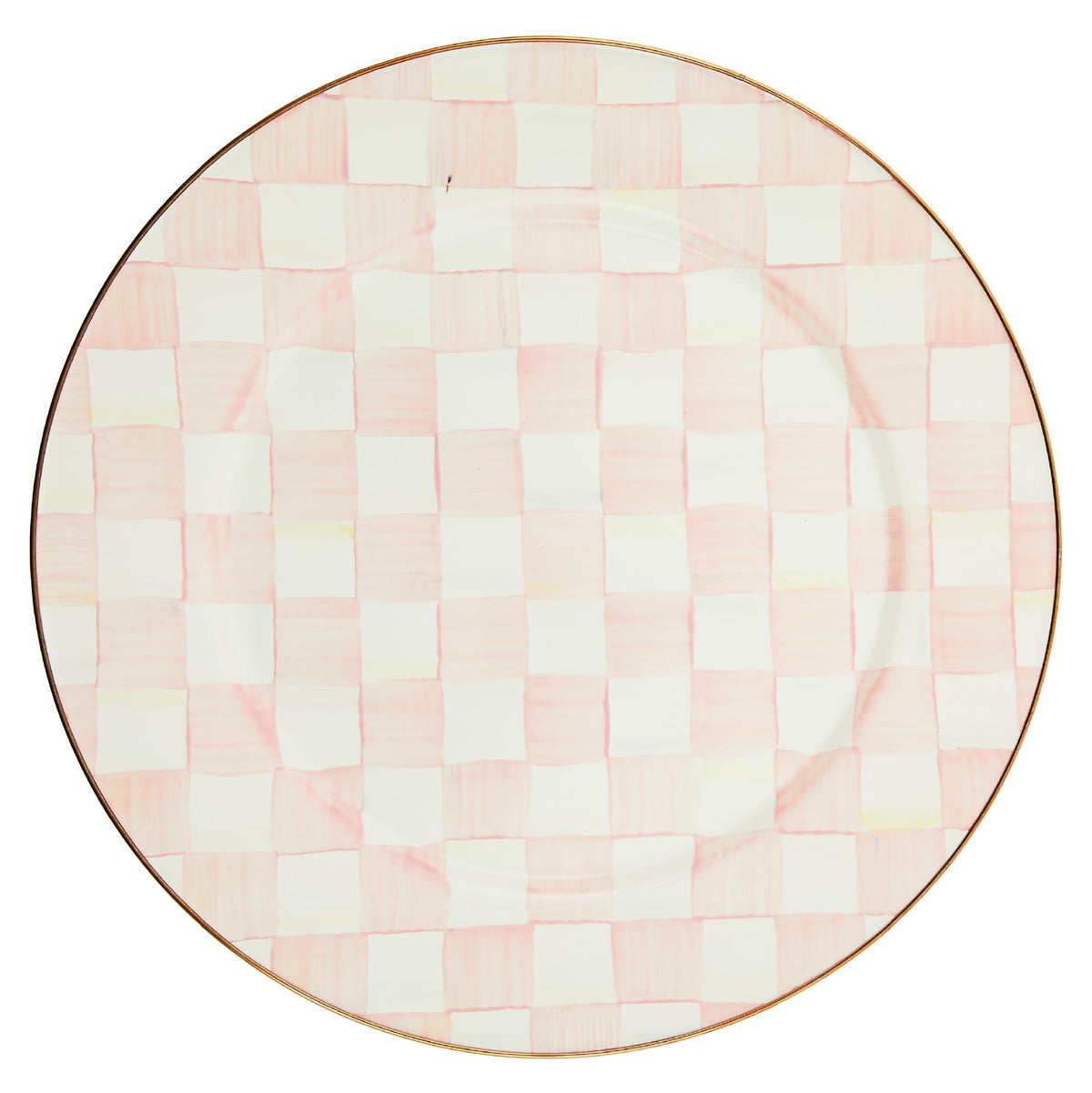 MACKENZIE-CHILDS Enamel Serving Platter, Pink-and-White Rosy Check