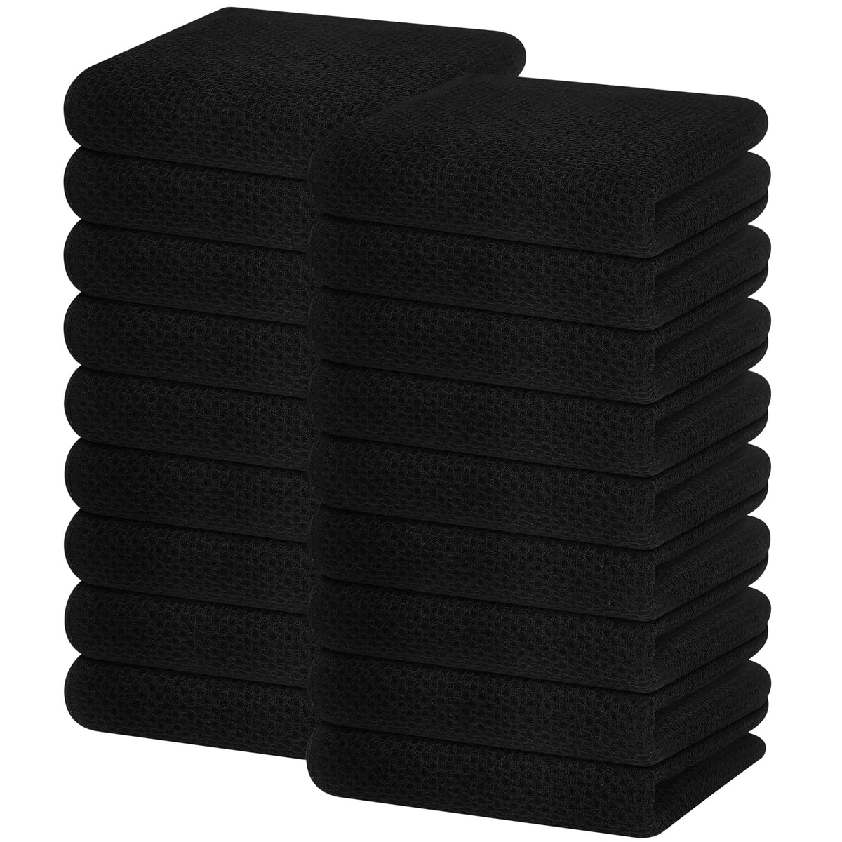 Homaxy 100% Cotton Waffle Weave Kitchen Dish Towels 18-Pack, Black