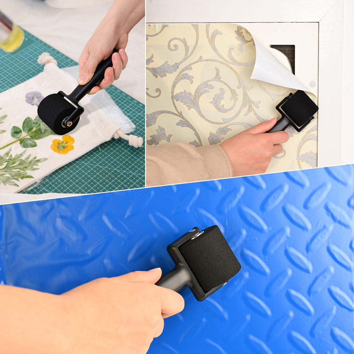NEWISHTOOL Wallpaper Smoothing Tool for Applying Peel and Stick Contact Paper, Vinyl Backsplash Tile Wallpaper Tools with Sponge Seam Roller, Purple Smoother, Felt Squeegee, Precision Cutting Knife