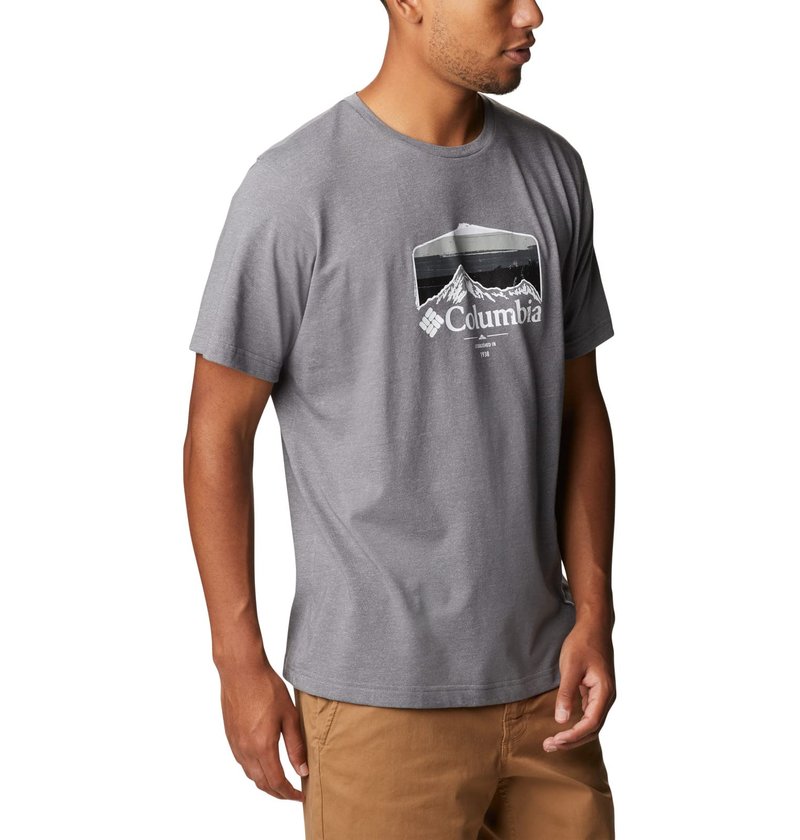 Columbia Men's Thistletown Hills Graphic Short Sleeve, City Grey Heather/Hikers Graphic, 3X Big