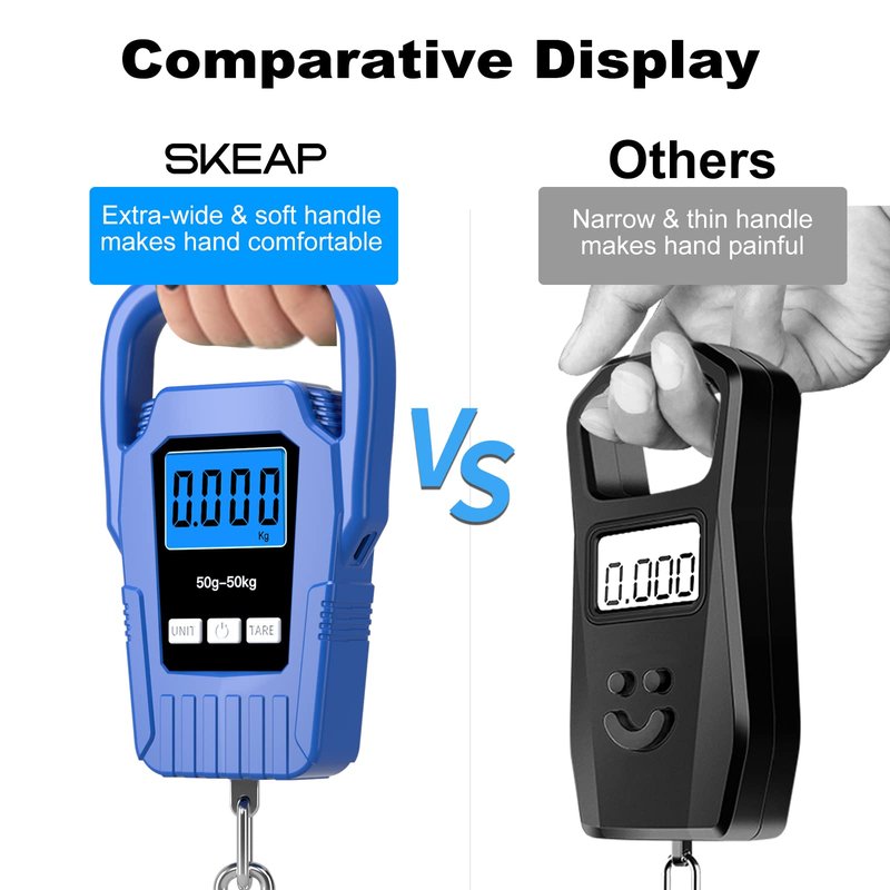 Digital Fish Scale Hanging Scale Fishing Scale,110lb/50kg Luggage Scale,Upgrade Large Handle & Backlit LCD Display, Electronic Balance Digital Fishing Postal Scale,Blue,Fishing Gifts for Men